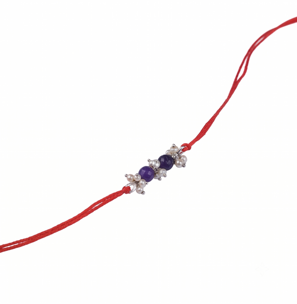 Purple Agate & Pearl Bunch Rakhi (Project Handmade)