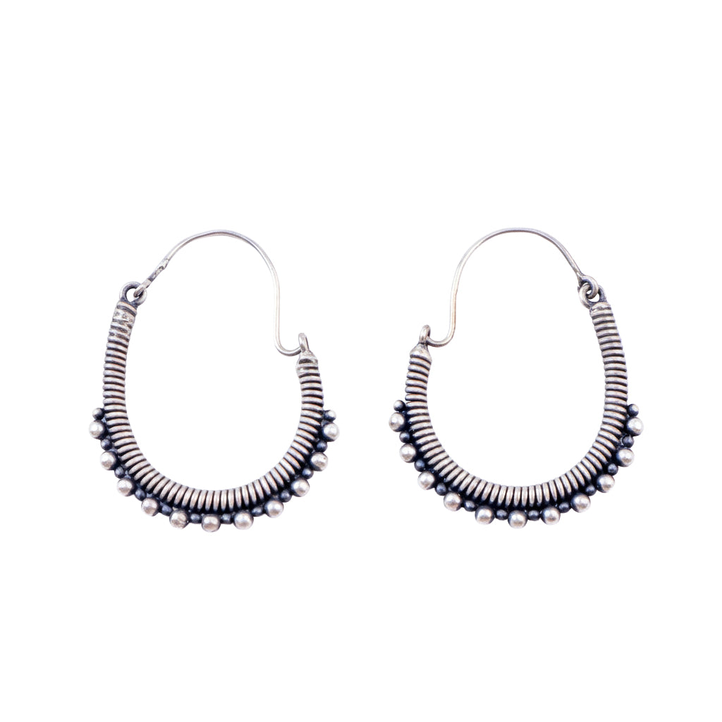 Oxidized spring hoops in 92.5 sterling silver