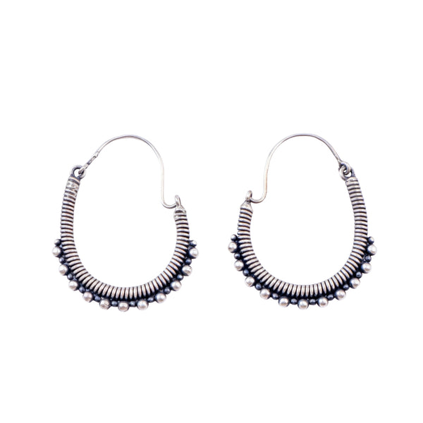 Oxidized spring hoops in 92.5 sterling silver