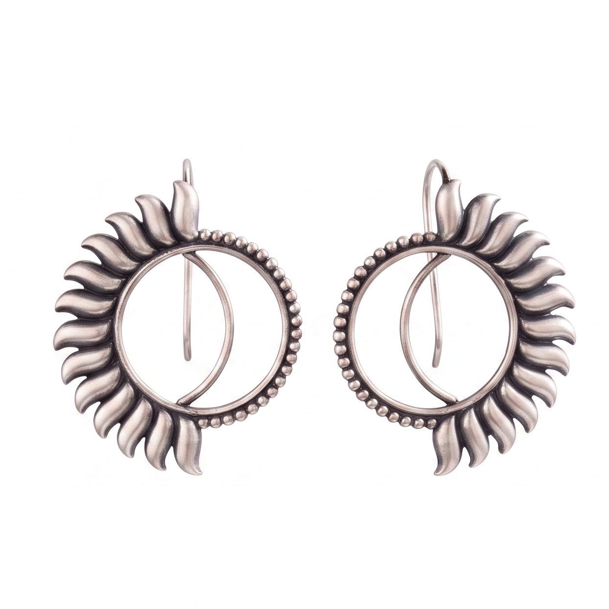Silver Half Sun Earrings