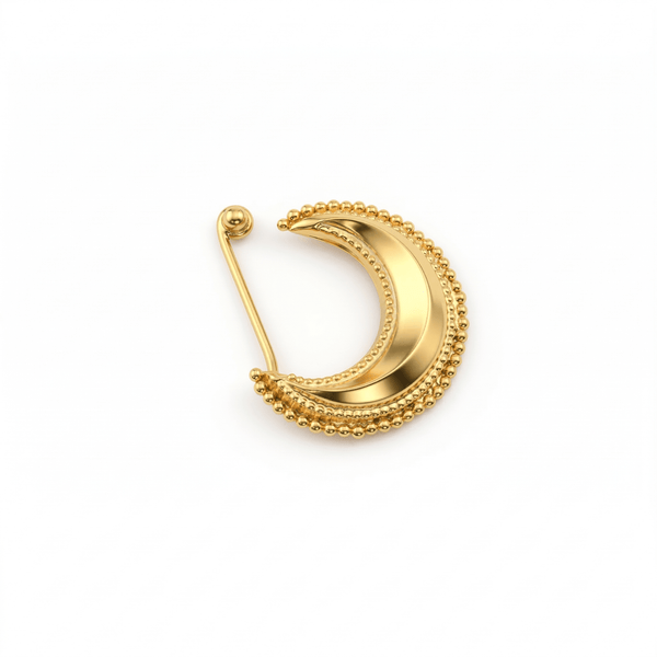 Gold-tone crescent moon and beaded border body jewelry