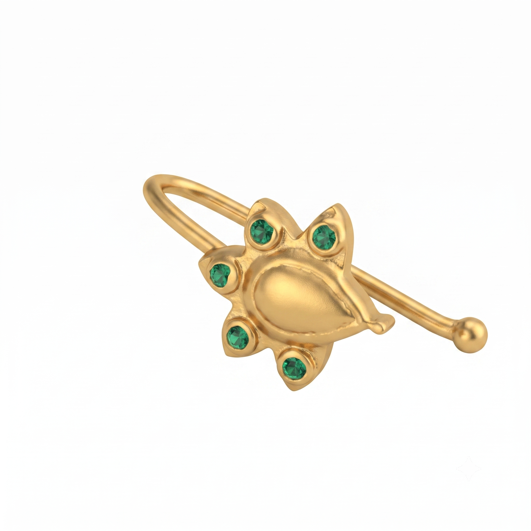 Silver Nakshatra Nose pin (Clip on, Gold Plated)