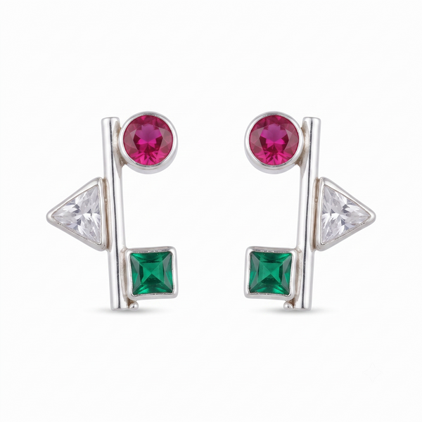 Geometric Earring  | CZ | 92.5 Silver