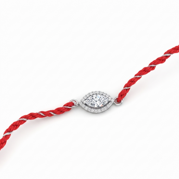 Marquise Halo Silver CZ Rakhi