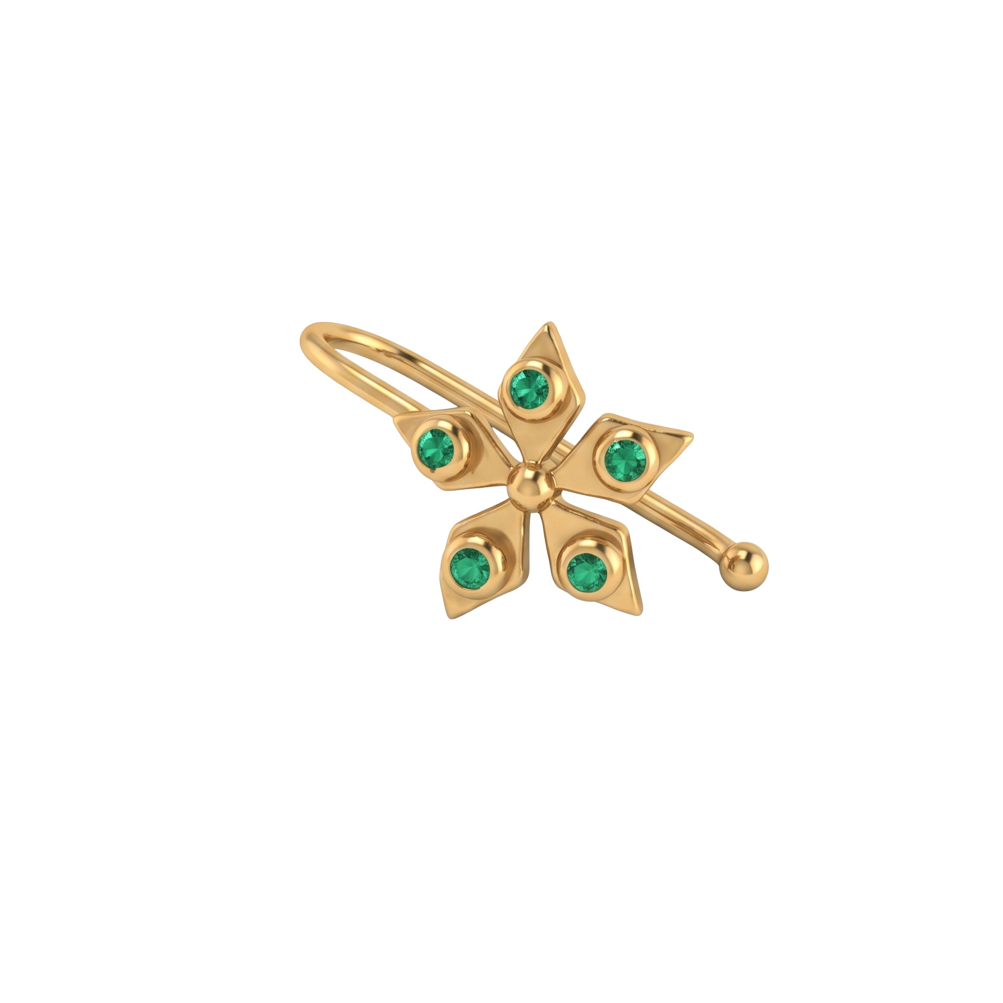 Silver Nakshatra Nose pin (Clip on) |  92.5 Silver | 22K Gold Plated