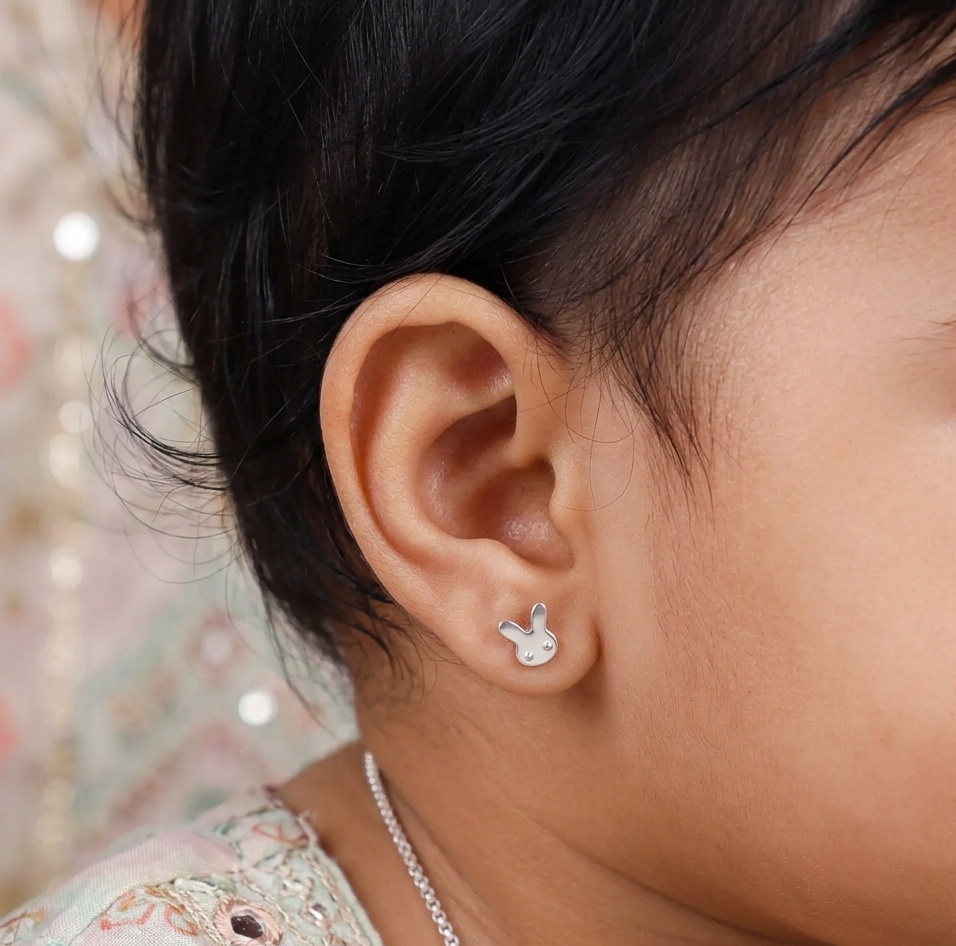 Silver Rabbit Studs