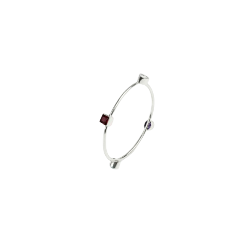 Semi Precious Stones Silver Bangle