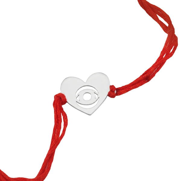 Silver Laser Cut Evil Eye Heart Rakhi