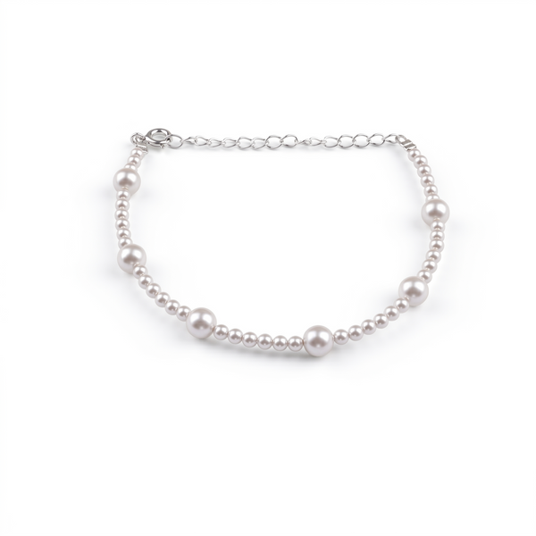 White Pearl Silver Bracelet (Project Handmade)