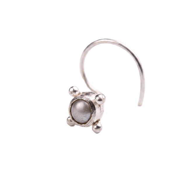 Silver Nose pin - Pearl (Pierced)
