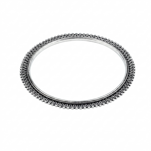 Silver Oxidised Filigree Bangle
