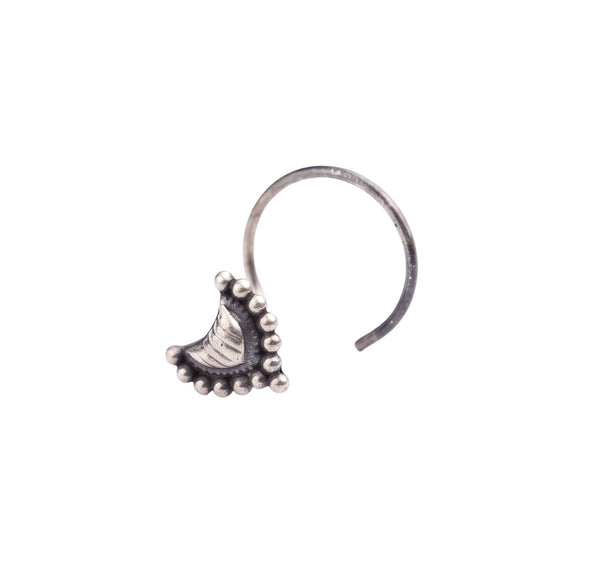 Silver Nakshi Nose pin (Pierced)