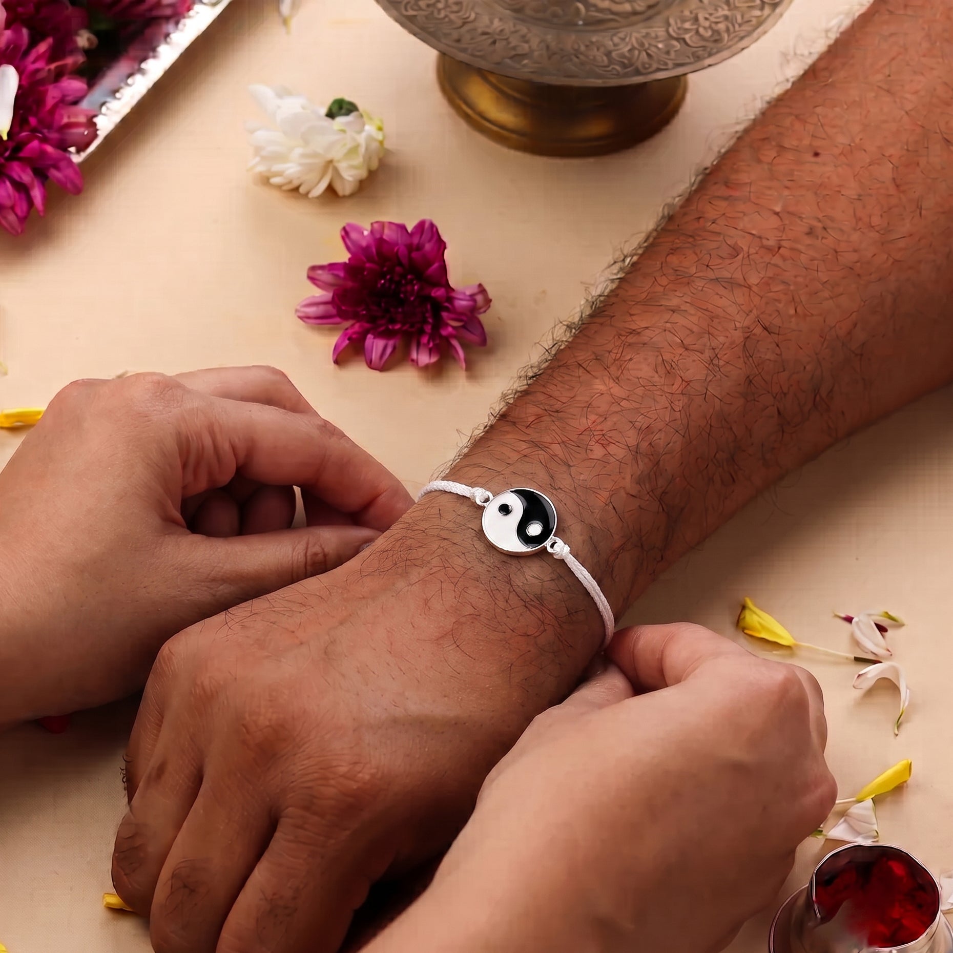 Yin Yang Silver Rakhi
