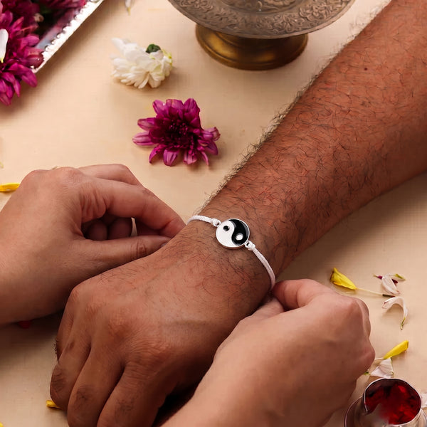 Yin Yang Silver Rakhi