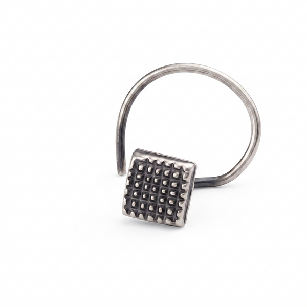 Silver Square Dotted Nose pin (Pierced)