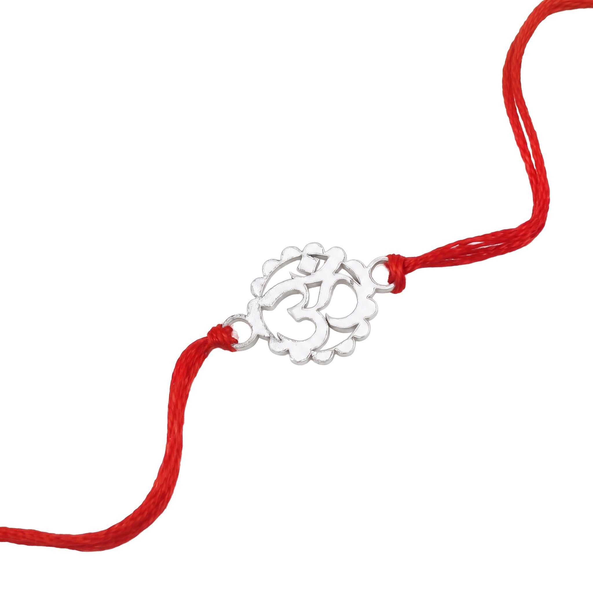 Silver Laser Cut Om Rakhi (mini)