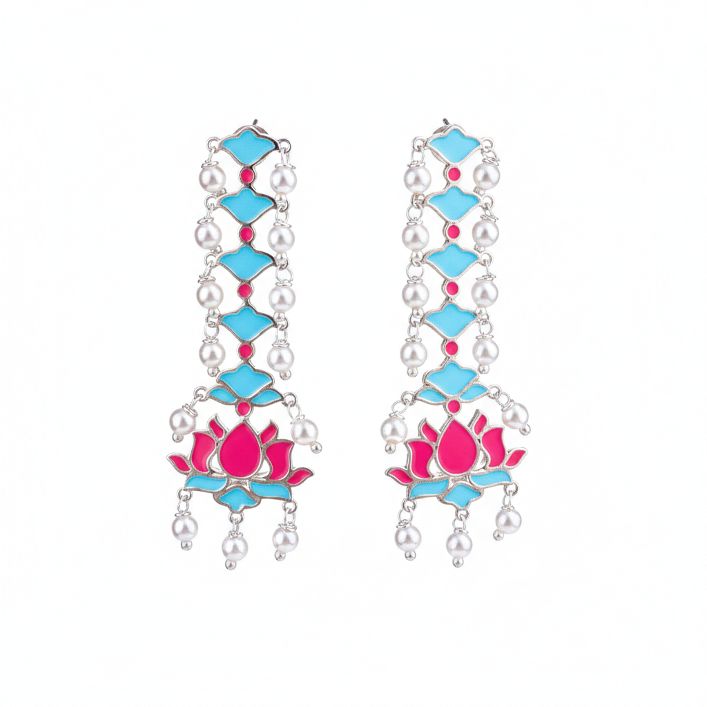 Lotus Drop Meena Earring