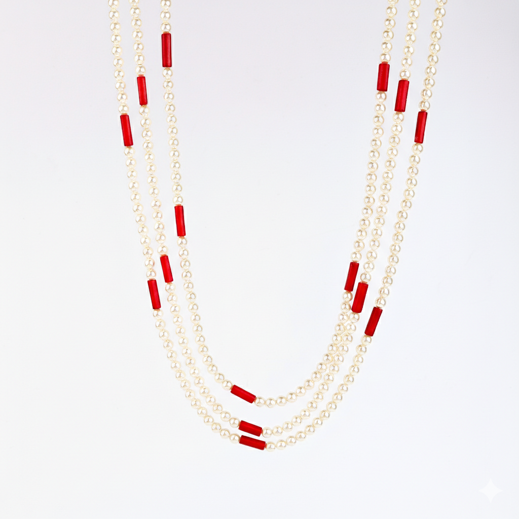Layered Coral & Pearls Necklace