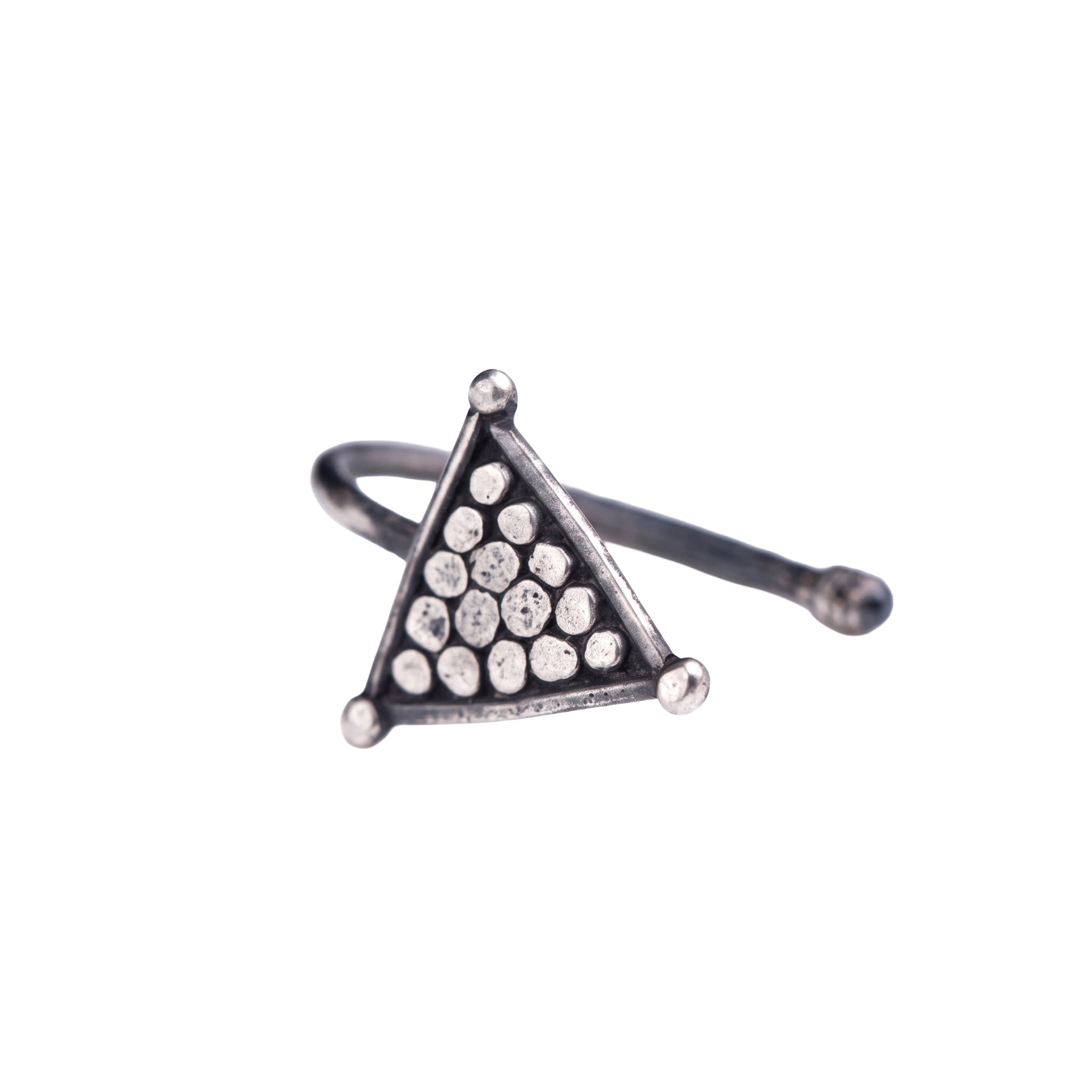 Hammered Silver Triangle Shaped Nose pin (Clip on)