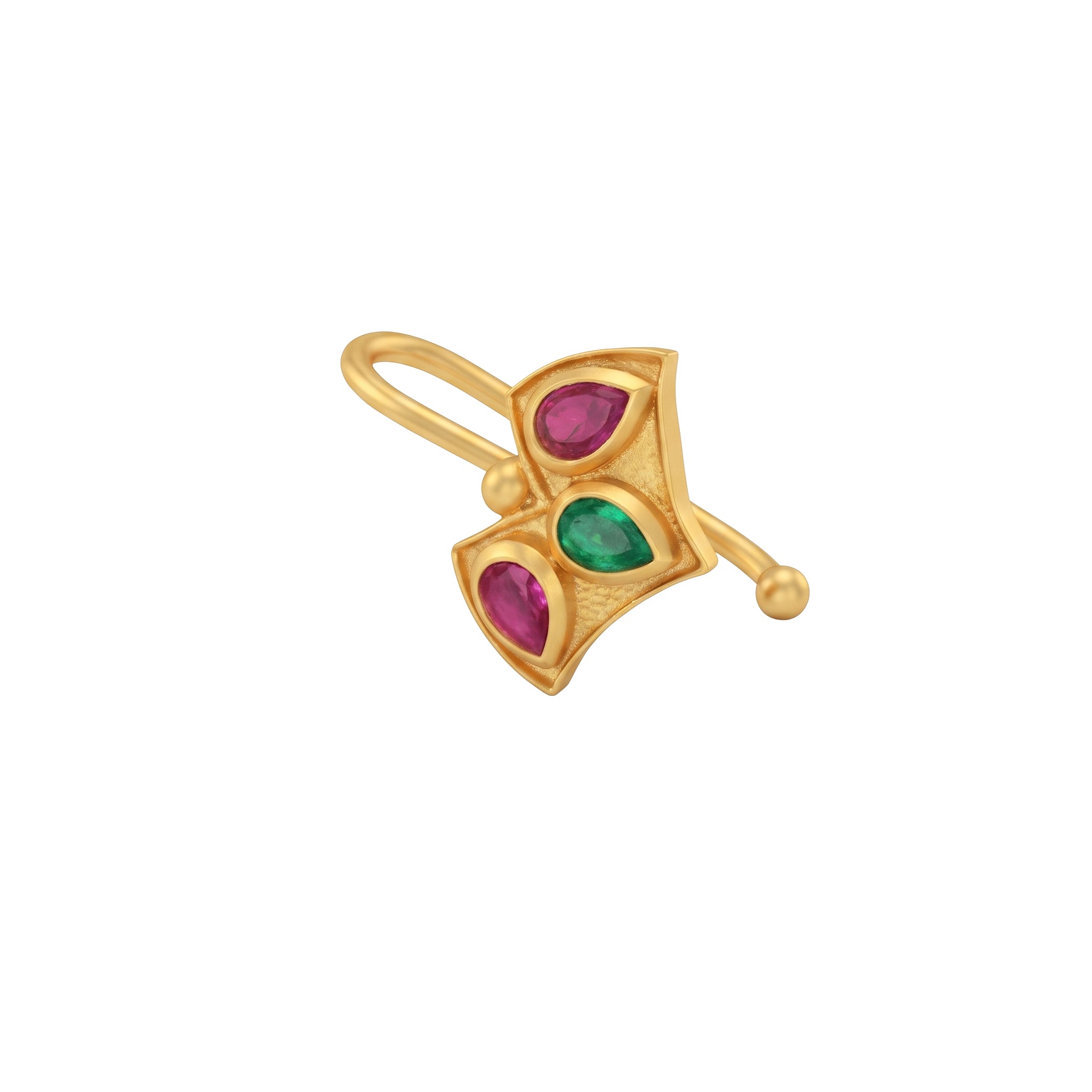 Silver Nakshatra Nose pin (Clip on, Gold Plated)