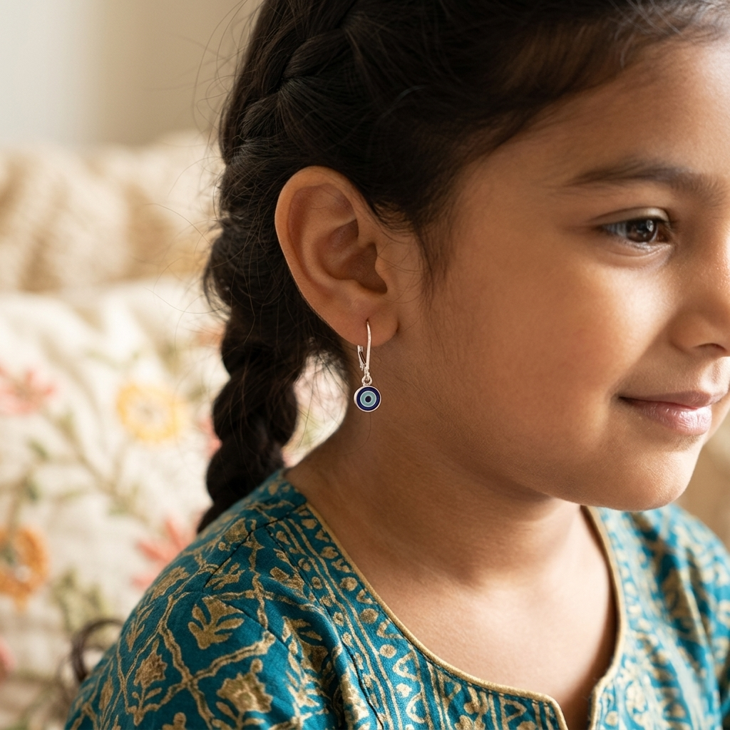 Enamel Evil Eye Dangler Earrings