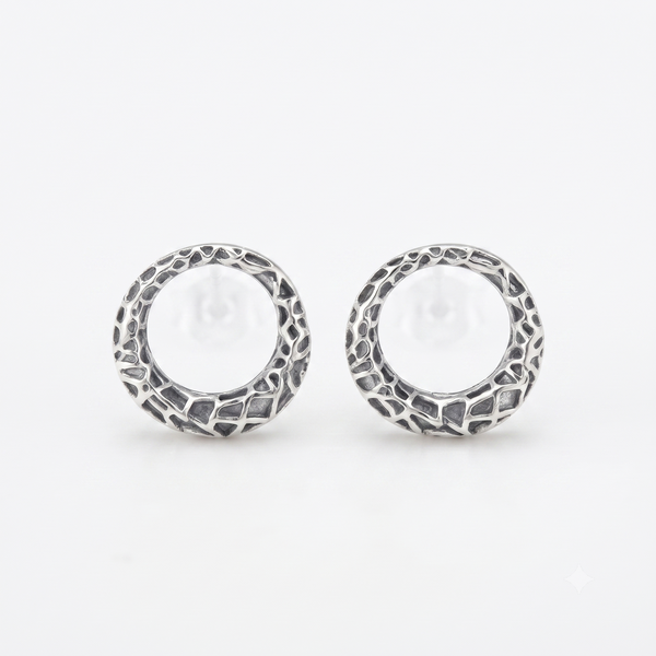 Silver Round Net Earring