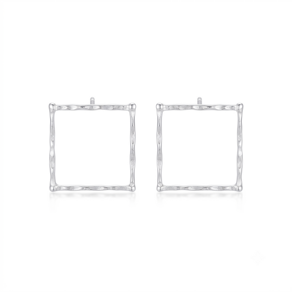 Silver Diamond Hammered Earrings