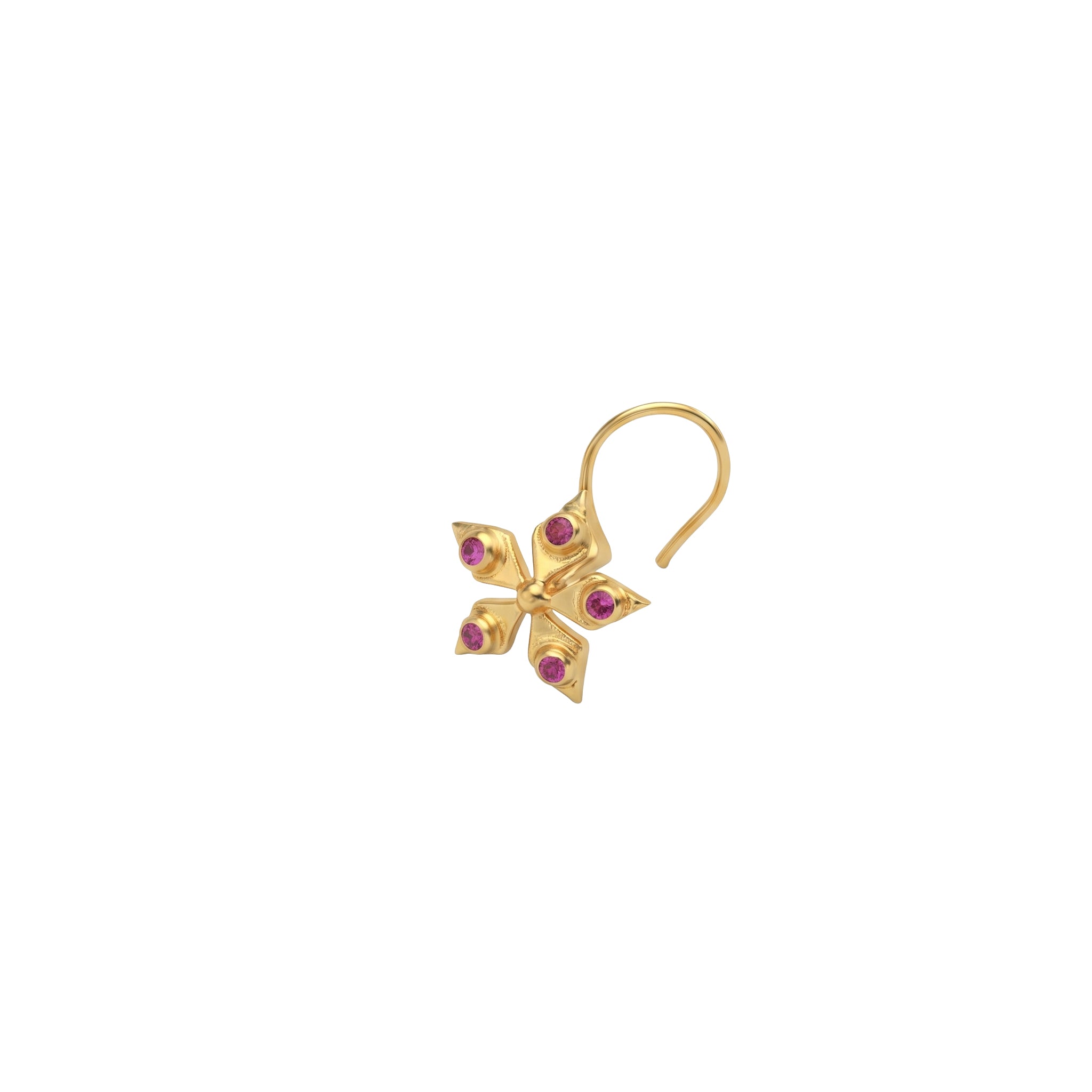 Silver Nakshatra Nose pin (Pierced, Gold Plated)