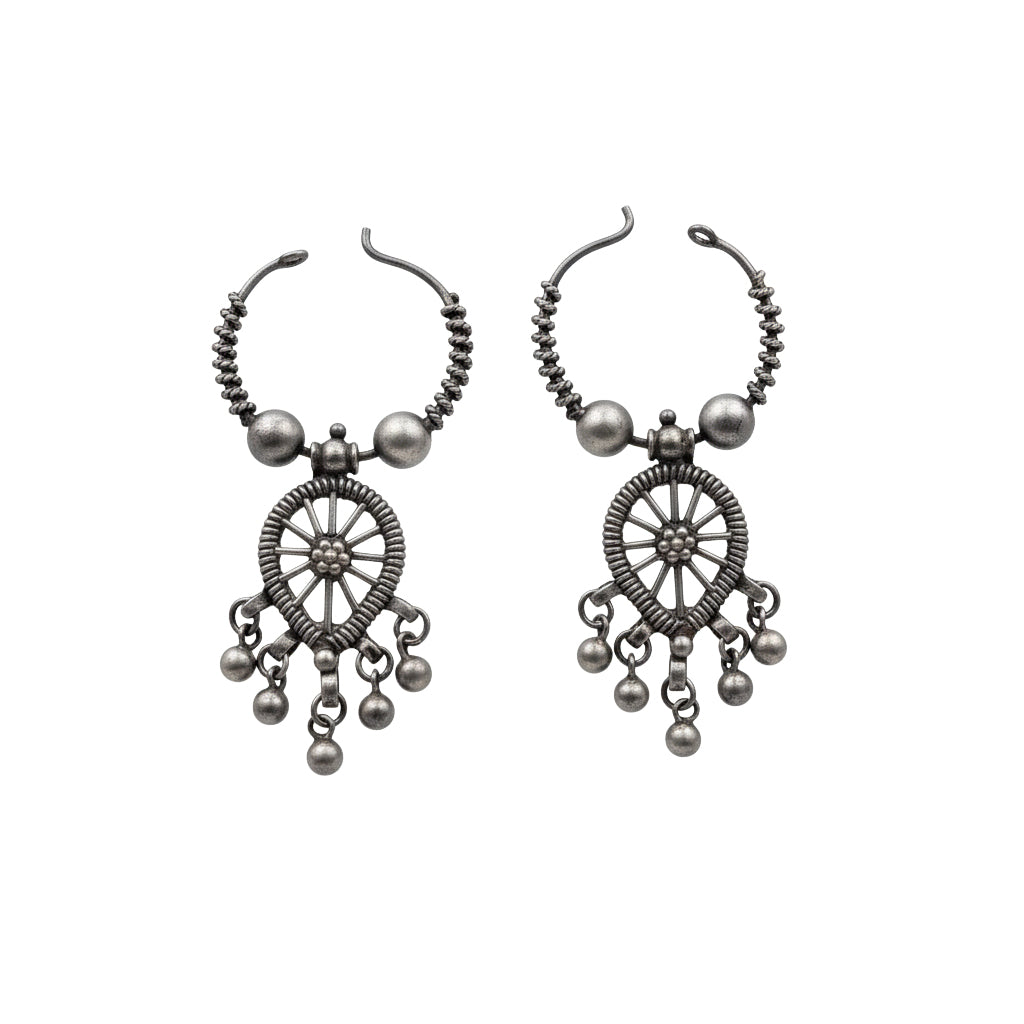 Oxidized tribal earrings in 92.5 sterling silver