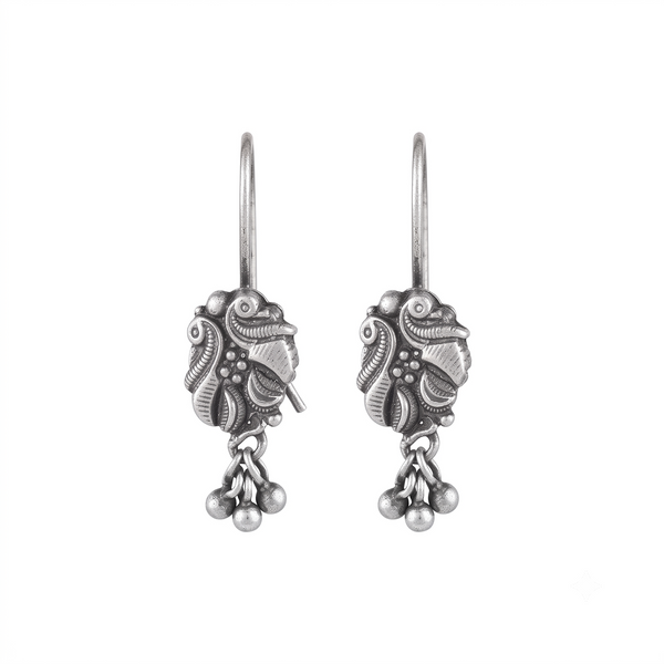 Silver Peacock Danglers