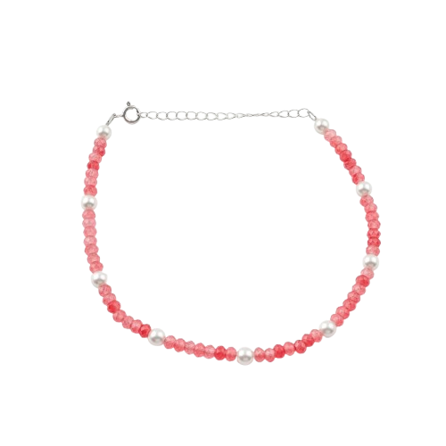 Semi-Precious Stone Anklet with Pearls