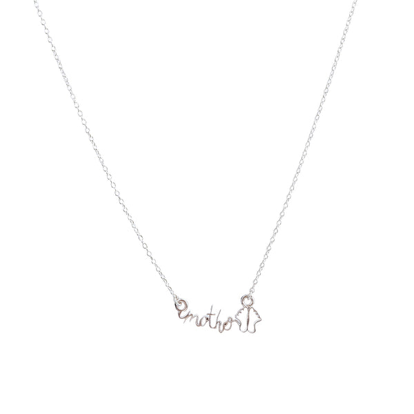 Silver necklace with mother pendant in 92.5 sterling silver