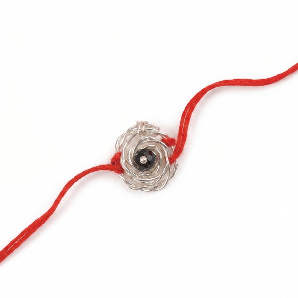 Black Spinel & Rose Rakhi (Project Handmade)