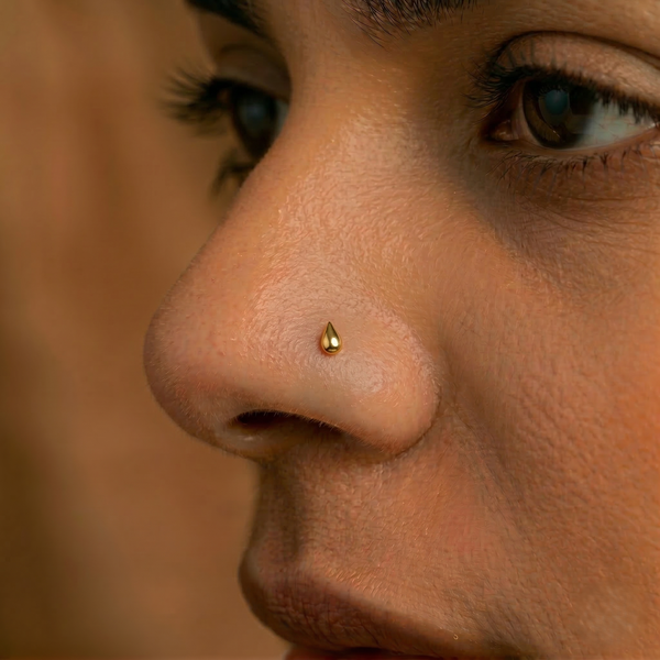 Silver Tiny Nose Pin – Pierced | 22K Gold-Plated