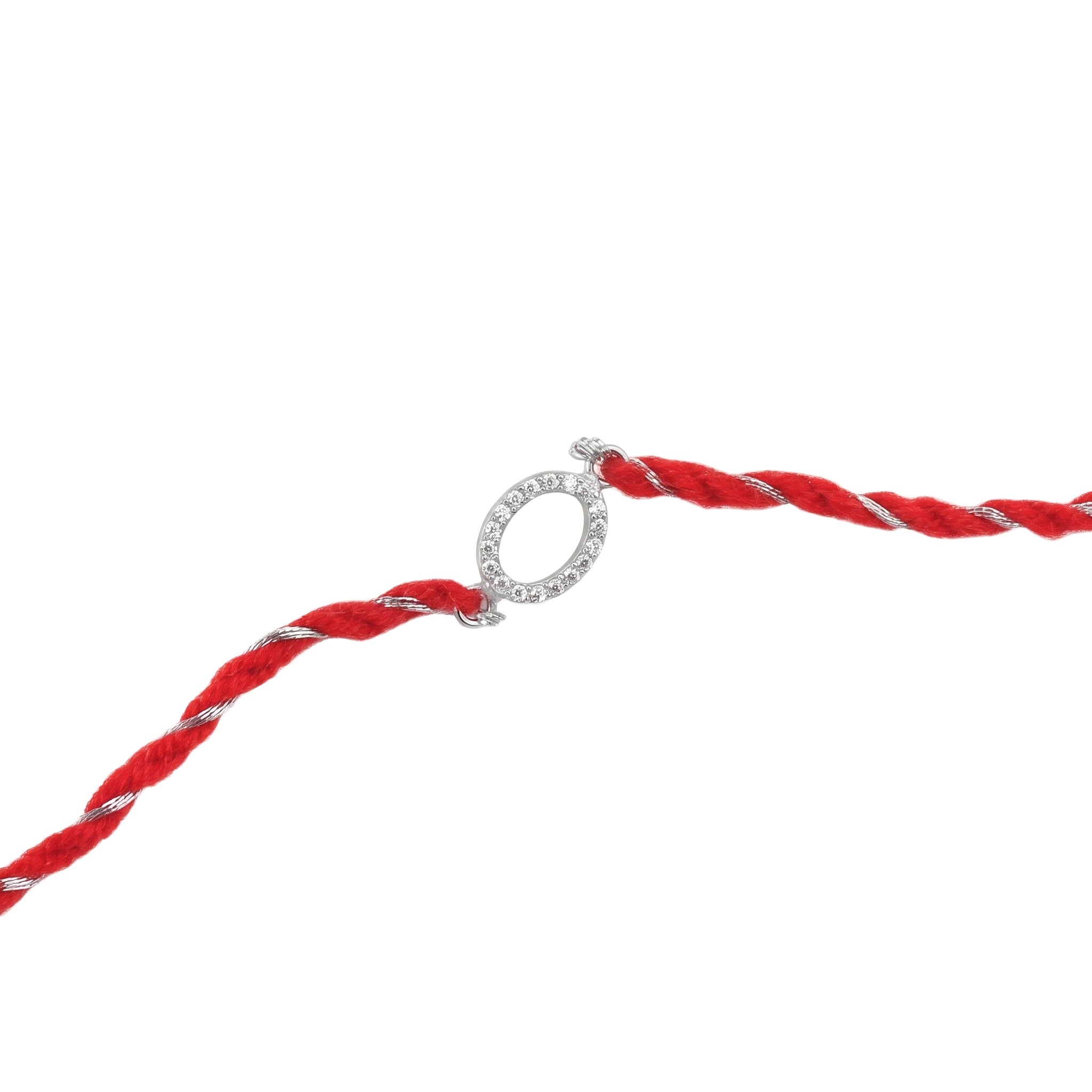 Hollow Oval Pave Silver CZ Rakhi