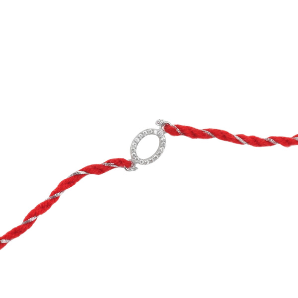 Hollow Oval Pave Silver CZ Rakhi