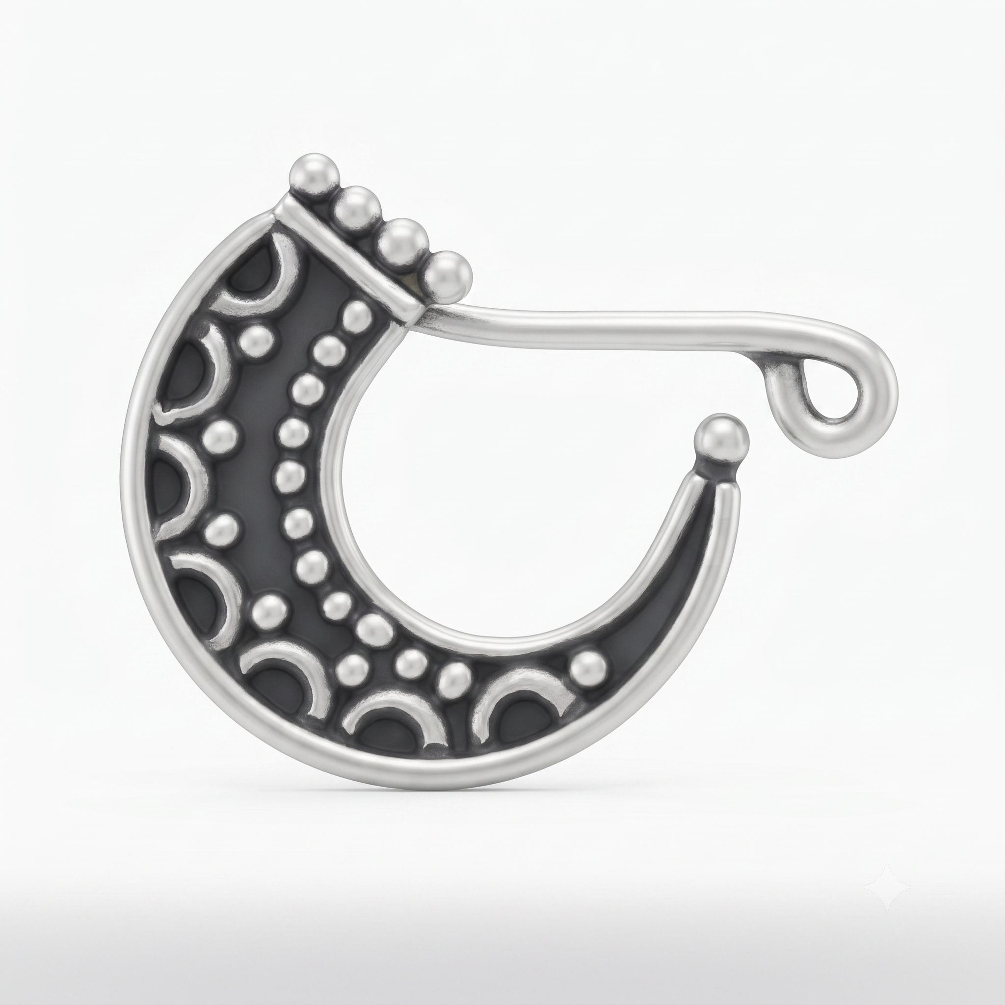 Silver Chandrakor Nath (Left, Clip on)