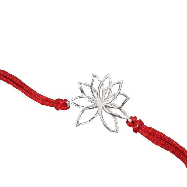 Handmade Silver Rakhi: Lotus