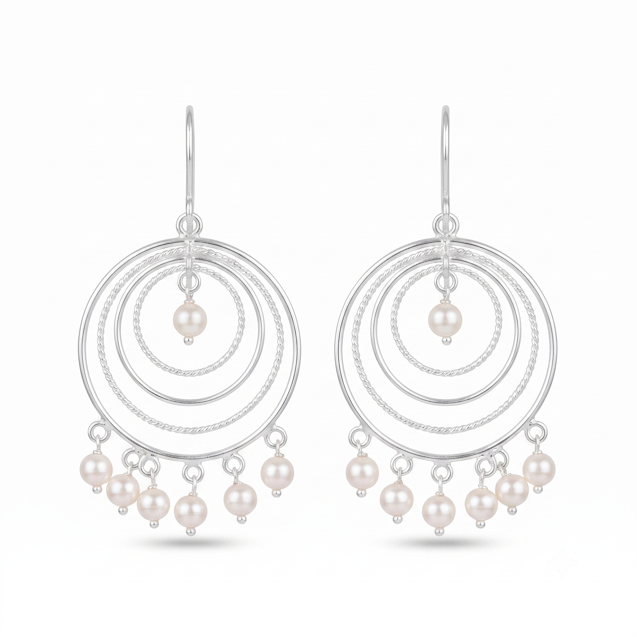 Medium Size Pearl Chandbali | 92.5 Sterling Silver Earring