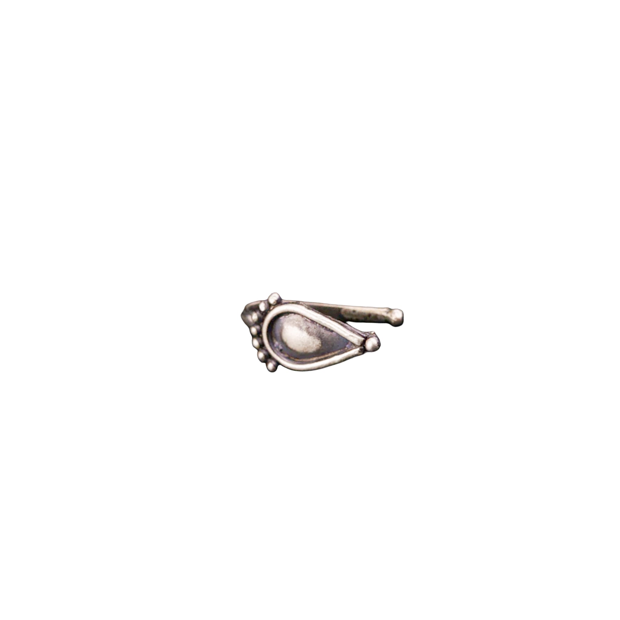 Handmade Silver Drop Shaped Nose pin (Clip on)