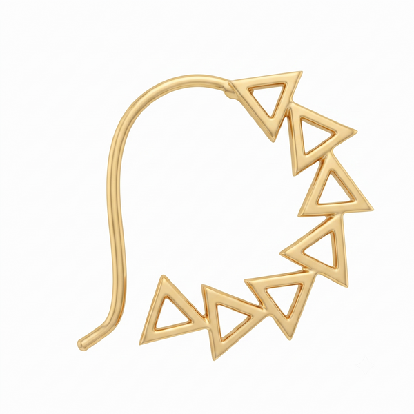 Triangle Line Nath (Left, Pierced) |  92.5 Silver | 22K Gold Plated