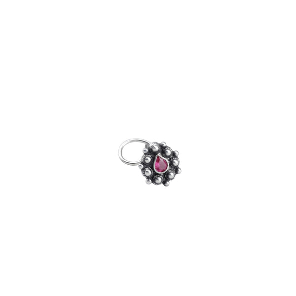 Silver Nose Pin with Red Stone