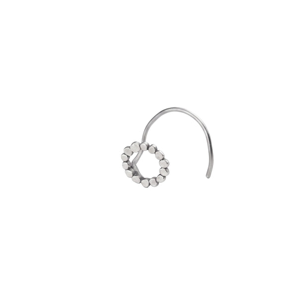 Hammered Silver Round Shaped Nose pin (Pierced)