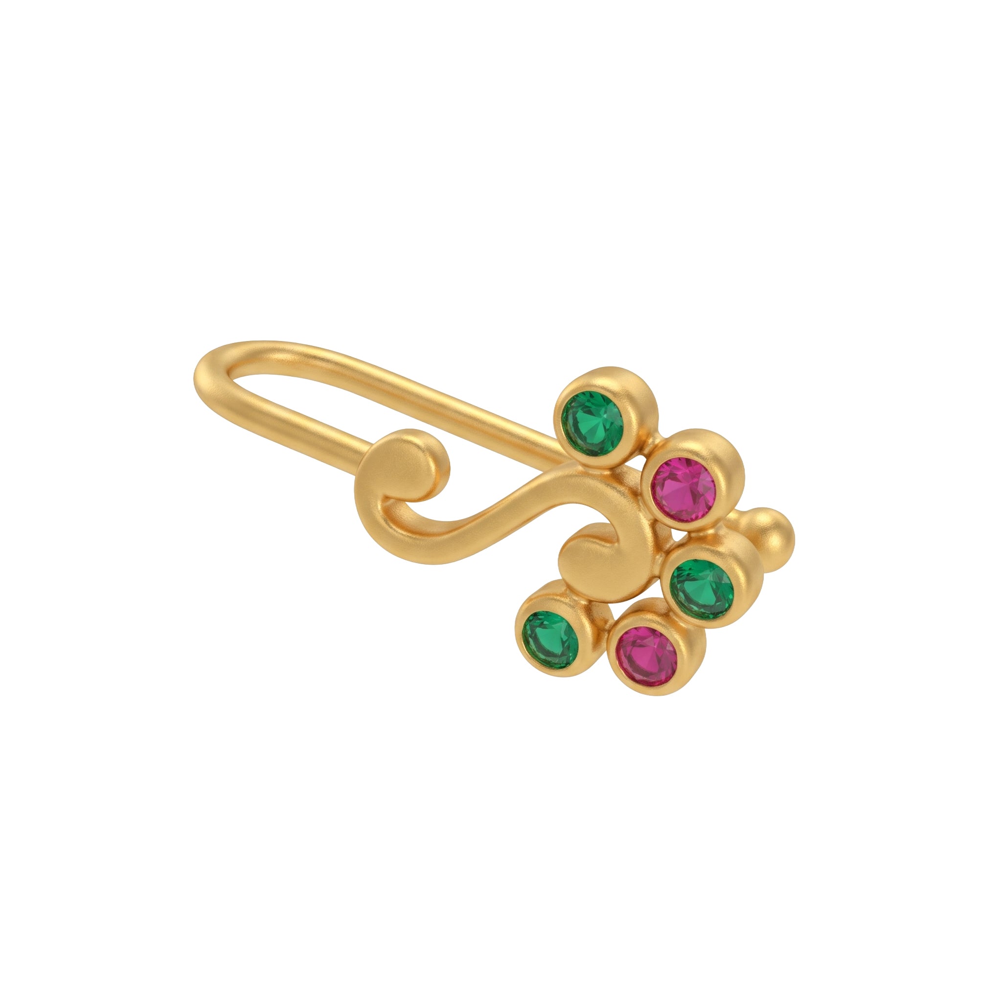 Silver Nakshatra Nose pin (Clip on, Gold Plated)