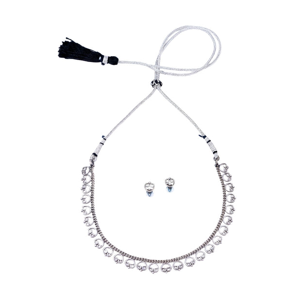 Oxidized Silver Delicate Gopadma Set