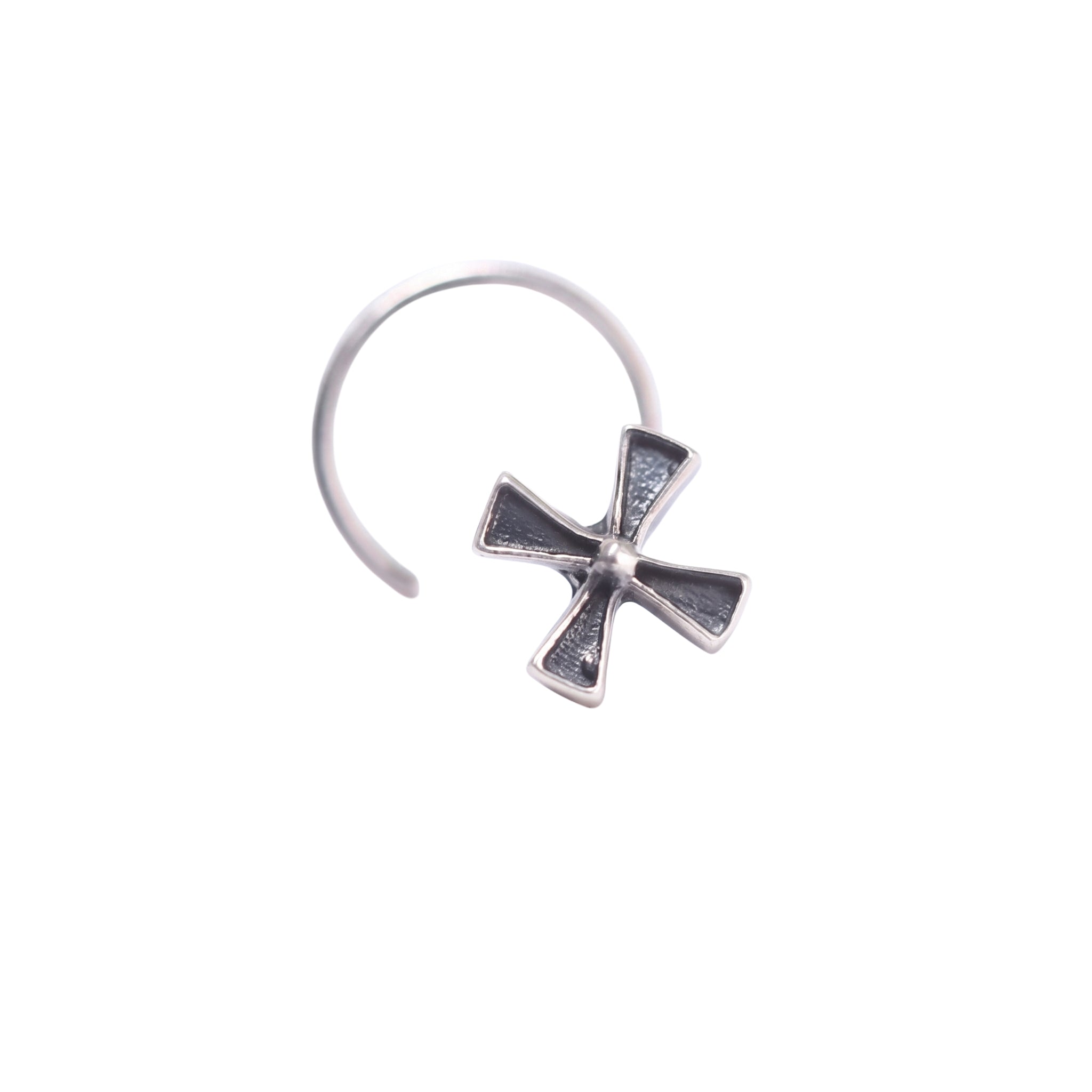 Pinwheel Nose pin ( Pierced ) - Oxidized