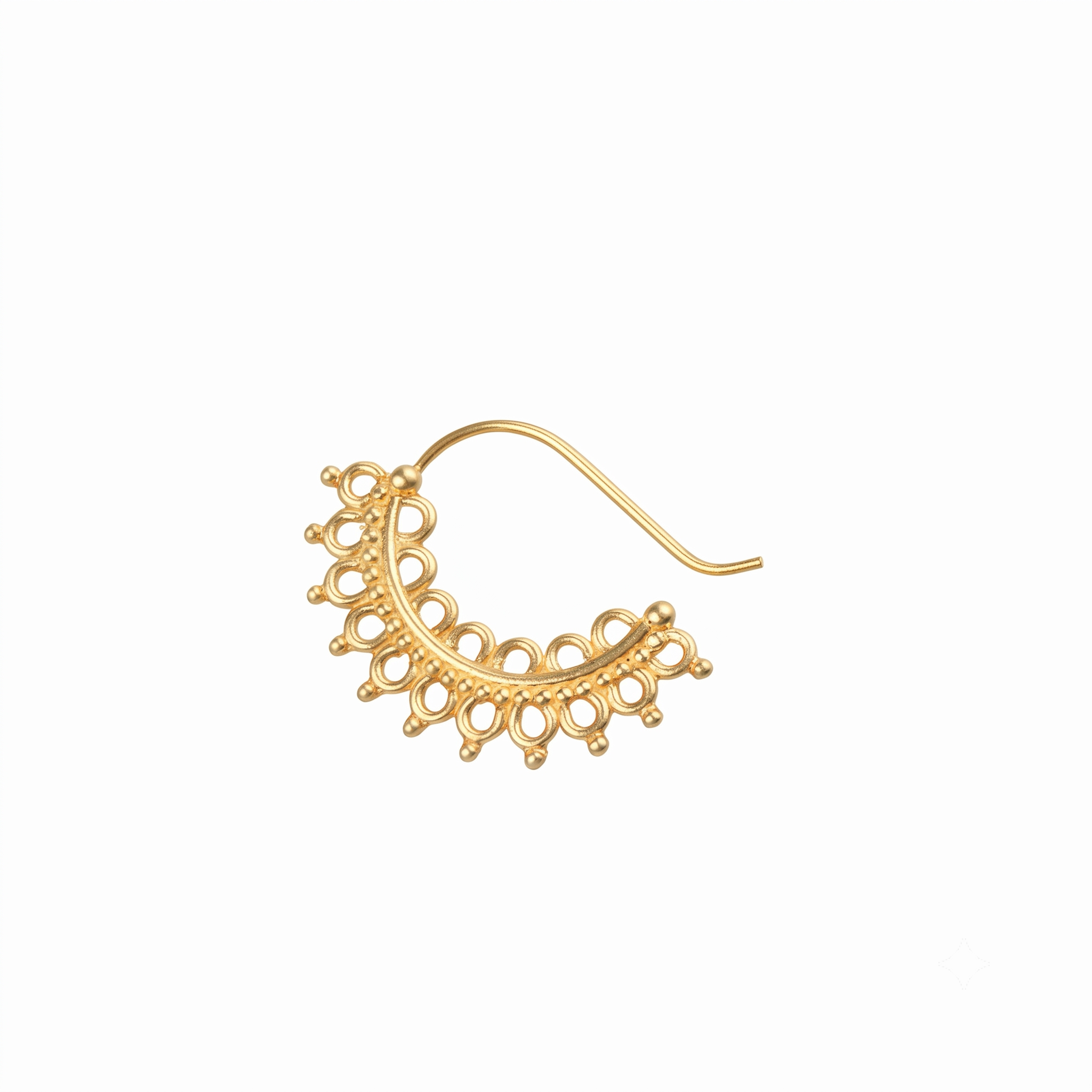 Silver Filigree Nath Gold Plated (Right, Pierced)
