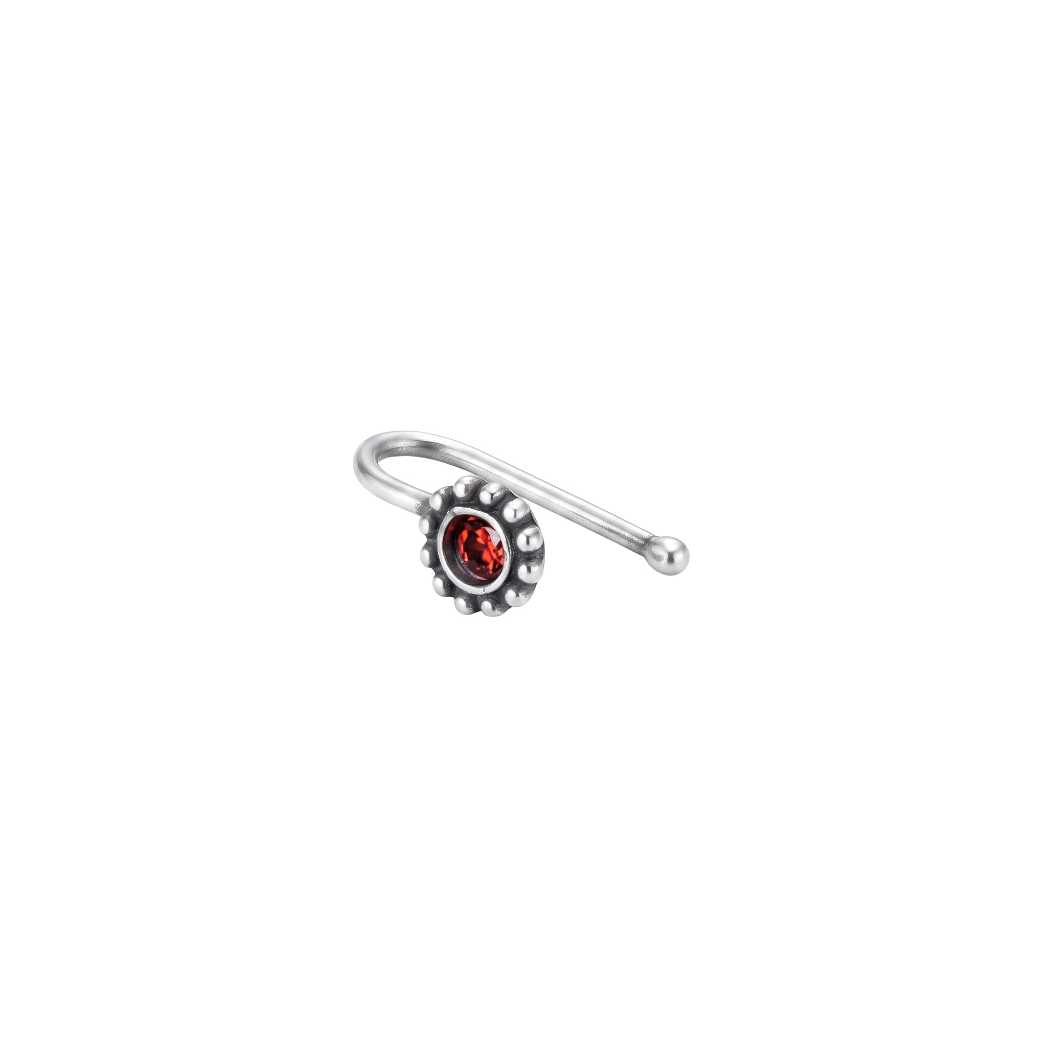 Silver Orange Stone Nose pin (Clip on)
