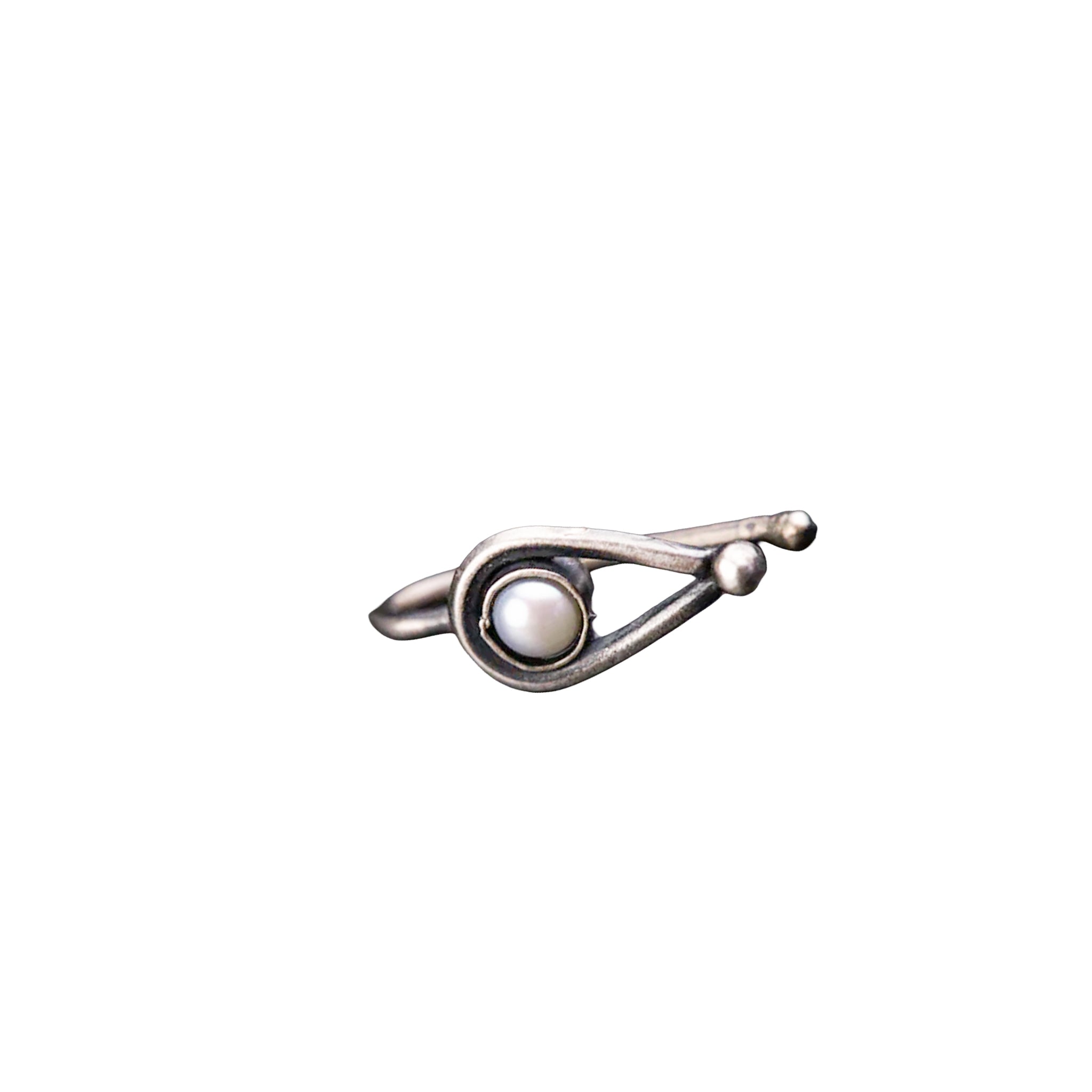Handmade Silver Drop with Pearl Nose pin (Clip on)