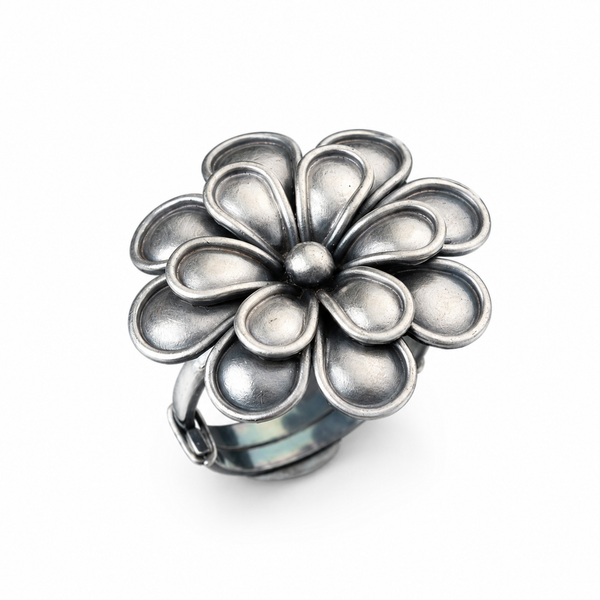 Handcrafted Silver Flower Ring